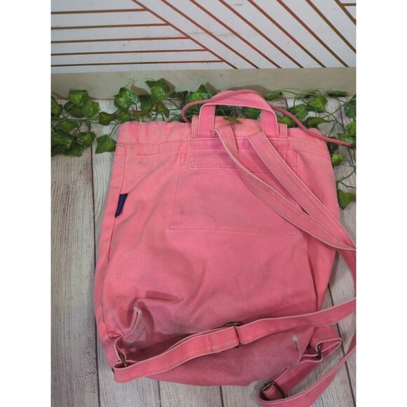 Baggu NEON PINK Coral Canvas Drawstring Foldover Rucksack Backpack - Picture 5 of 8